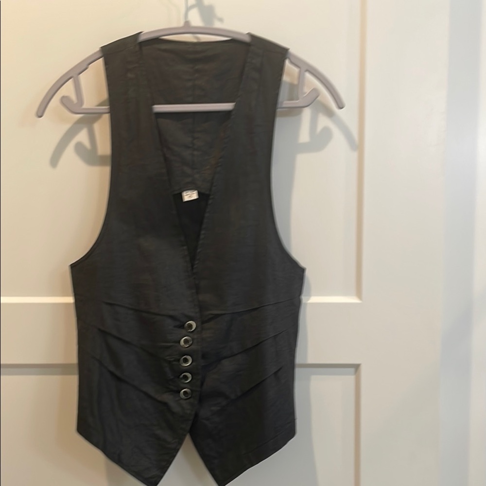 Black Linen Women’s Vest - Small